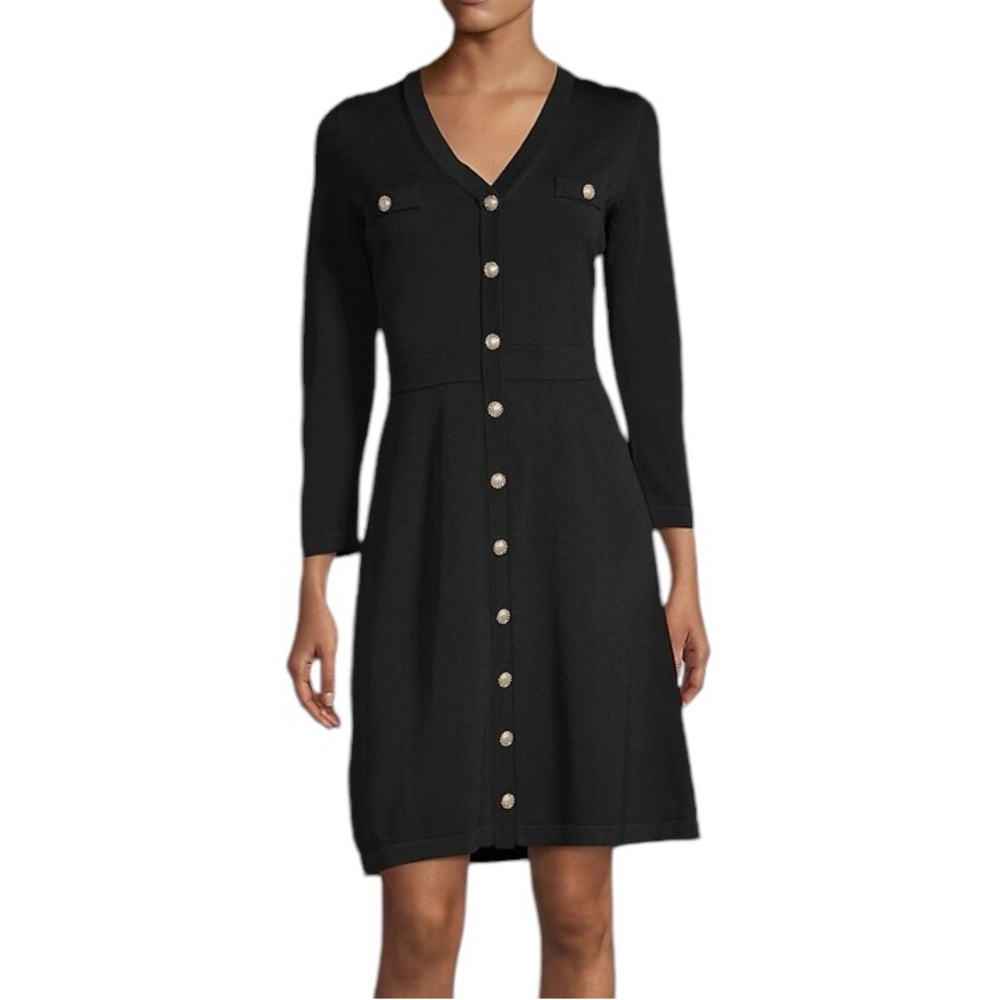 Karl Lagerfeld Faux Button Kit Dress Black